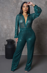 Sizzling Sequin Jumpsuit (Green)