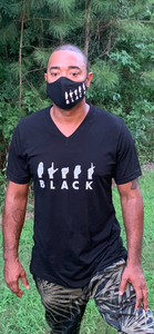 BLACK V-Neck Sign Language T-shirt & Mask Combo  B/W