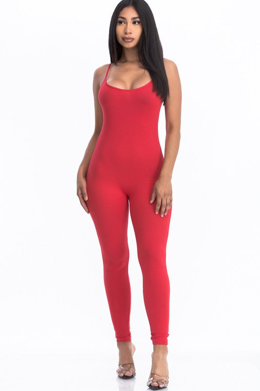 Red Low Back Jumpsuit/Bodysuit