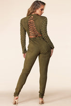 Load image into Gallery viewer, Olive Pearl Paradise Embellished Jumpsuit
