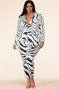 Curvy (Plus) Zebra Vibes Blazer Set w/ Matching Pants
