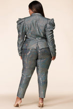 Load image into Gallery viewer, Curvy(Plus) 2Pc Mirrored Ball Blazer &amp; Pant Set
