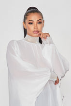 Load image into Gallery viewer, 🤍Chiffon White Asymmetric Top w/ Bling Wrists &amp; Collar🤍

