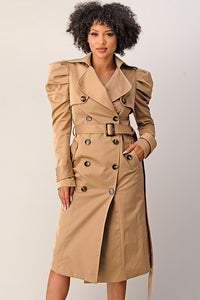 Jazzii Puffy Sleeves Trench Coat