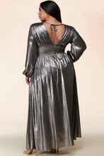 Load image into Gallery viewer, Curvy (Plus) Rustic Metallic Maxi Dress w/ Side Slits

