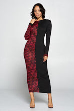 Load image into Gallery viewer, Half Greek Print Half Solid Pocketed Dress

