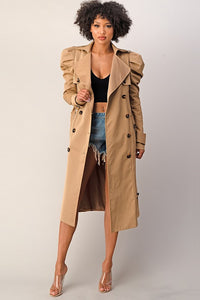 Jazzii Puffy Sleeves Trench Coat