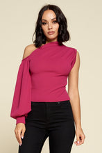 Load image into Gallery viewer, Fabulous Fuchsia One Sleeve Top
